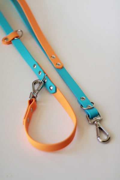 Pre-made Handsfree Biothane Leash - Baby Blue/Orange